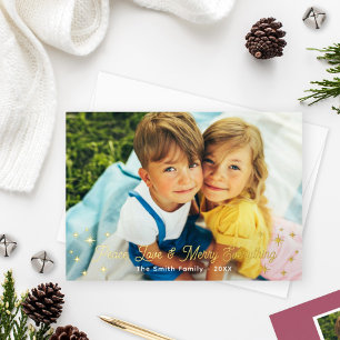 Merry Everything Gold Stars Foto Border Folien Feiertagskarte