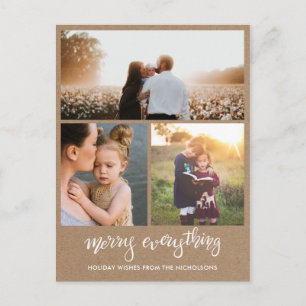 Merry Everything Handwriting Kraft Paper Foto Feiertagspostkarte