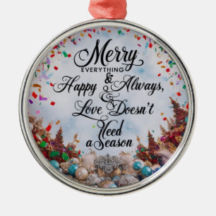 „Merry Everything & Happy Always“ Premium-Rund Ornament Aus Metall
