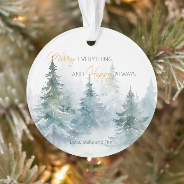 Merry Everything Happy Always Winter Trees Acrylic Ornament (Baum)