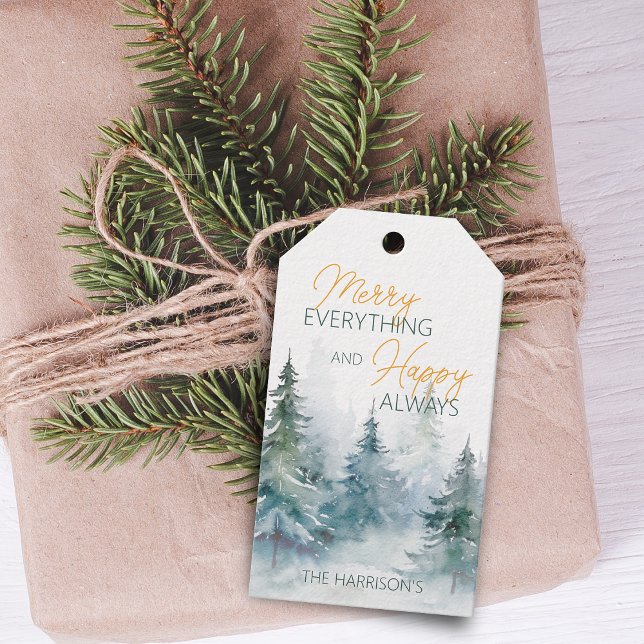 Merry Everything Happy Always Winter Trees Geschenkanhänger (Merry Everything Happy Always Winter Trees Gift Tags)