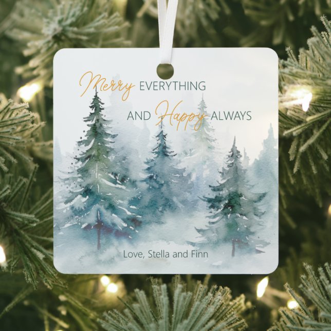 Merry Everything Happy Always Winter Trees Ornament Aus Metall (InSitu)