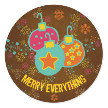 Merry Everything Ornaments Holiday Round Sticker