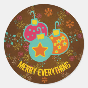Merry Everything Ornaments Holiday Round Sticker