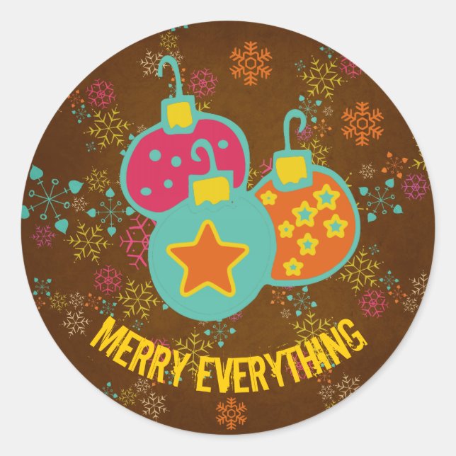 Merry Everything Ornaments Holiday Round Sticker (Vorderseite)