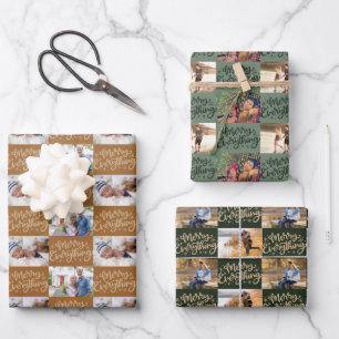 Merry Everything Script 6 Foto Weihnachten Geschenkpapier Set