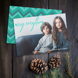 Merry Everything - Volles Foto mit Funky Chevrons Feiertagskarte