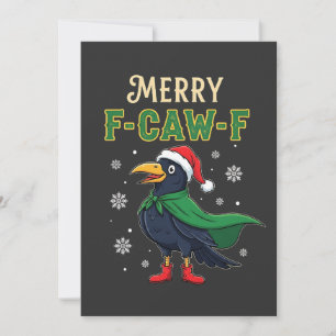 Merry F-Caw-F Funny Christmas Raven Crow Santa Feiertagskarte