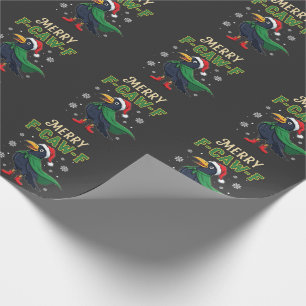 Merry F-Caw-F Funny Christmas Raven Crow Santa Geschenkpapier