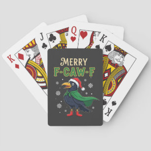 Merry F-Caw-F Funny Christmas Raven Crow Santa Spielkarten