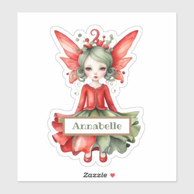 Merry Fairy Christmas Custom-Cut Vinyl Sticker (Blatt)