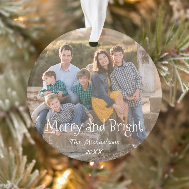 Merry Family Foto Ornament (Baum)