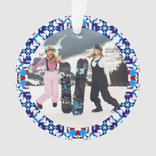 Merry Festive Blue Weihnachts Foto Bilderrahmen Ornament