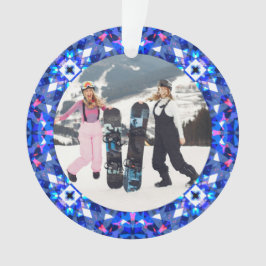 Merry Festive Blue Weihnachts Foto Bilderrahmen Ornament