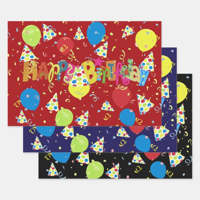 Merry Festive Joyous Birthday Geschenkpapier Set (Set)