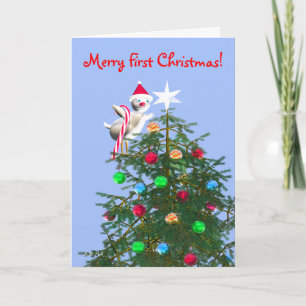 Merry First Christmas Baby Bird Feiertagskarte