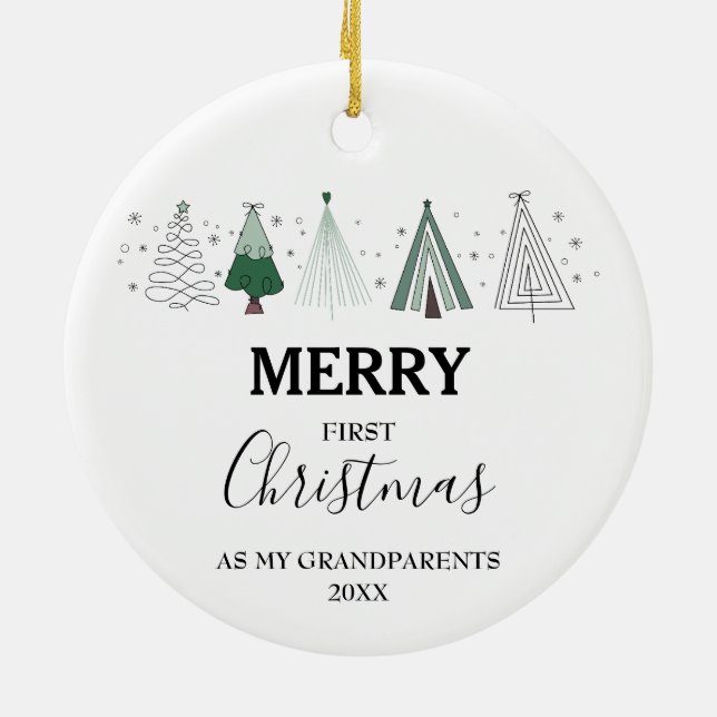 Merry First Christmas Grandeleltern Baby Foto Keramik Ornament (Hinten)