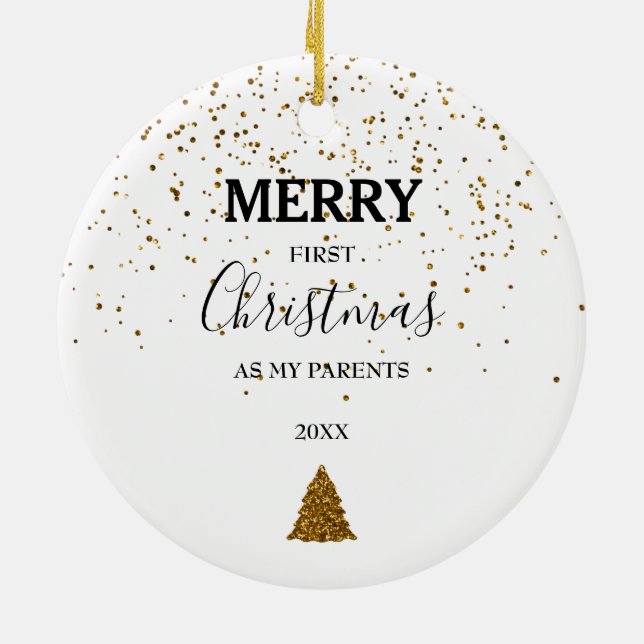 Merry First Christmas Parents Baby Foto Keramik Ornament (Hinten)