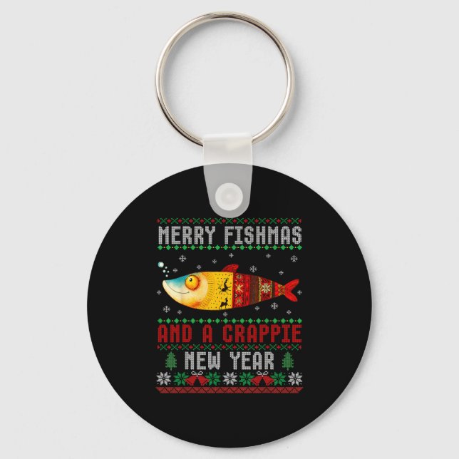 Merry Fishmas And A Crape New Year Ugly Fisherman  Schlüsselanhänger (Vorderseite)