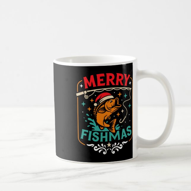 Merry Fishmas B Fisch Weihnachten hässlich Sweater Kaffeetasse (Rechts)