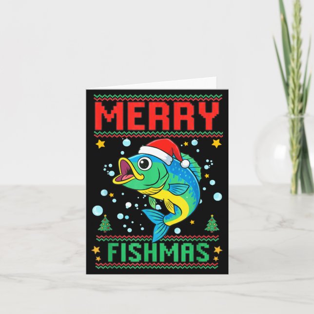 Merry Fishmas B Fish Fishing Christmas  Karte (Vorderseite)