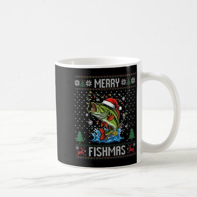 Merry Fishmas B Fish Fishing Christmas Ugly Sweate Kaffeetasse (Rechts)