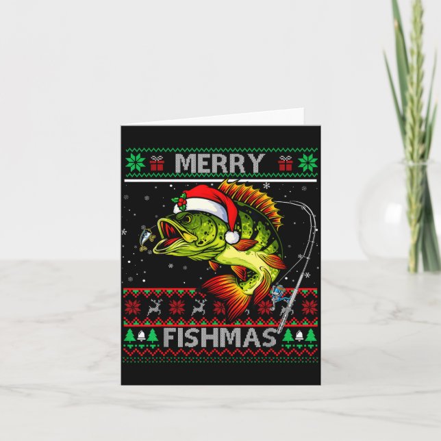 Merry Fishmas B Fish Fishing Christmas Ugly Xmas  Karte (Vorderseite)