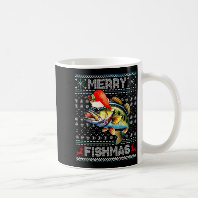 Merry Fishmas Christmas Holiday Santa Fishing Xmas Kaffeetasse (Rechts)