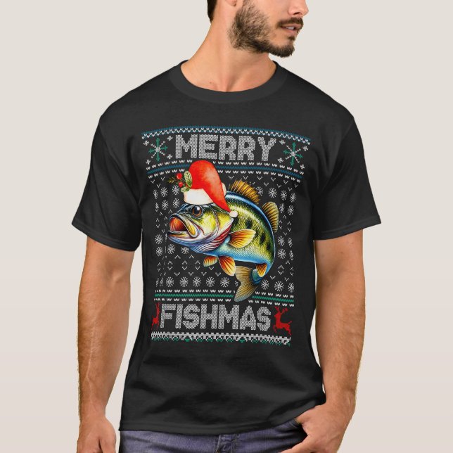 Merry Fishmas Christmas Holiday Santa Fishing Xmas T-Shirt (Vorderseite)