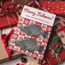 Merry Fishmas Crappie Fischen Snowflake Holiday Karte