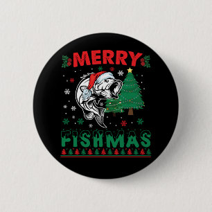 Merry Fishmas Fish Fish Vater Fischer Weihnachten Button