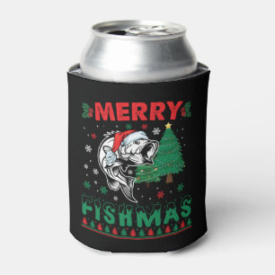 Merry Fishmas Fish Fish Vater Fischer Weihnachten Dosenkühler