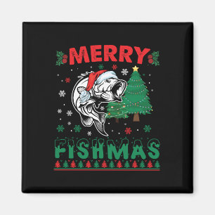Merry Fishmas Fish Fish Vater Fischer Weihnachten Magnet
