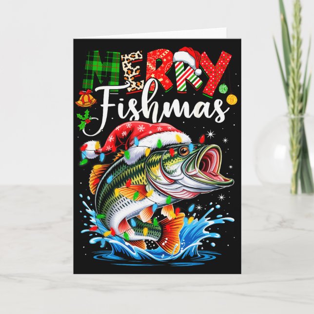 Merry Fishmas Fish Fishing Merry Xmas Christmas Me Karte (Vorderseite)