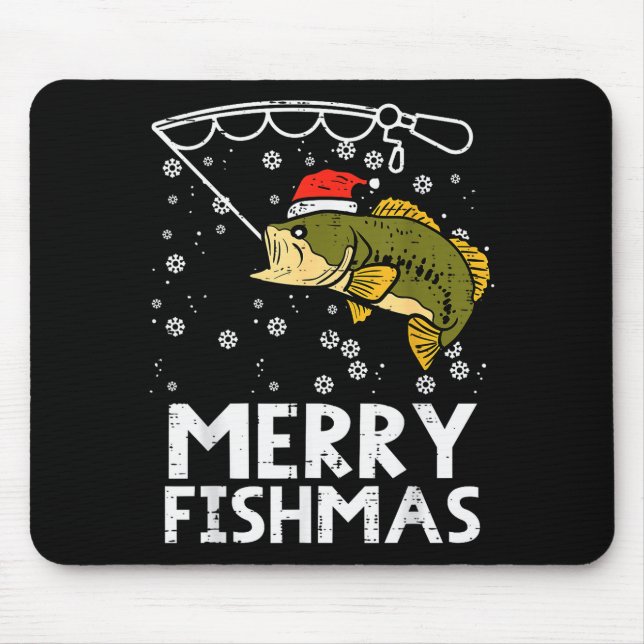 Merry Fishmas Fish Fishing Xmas Christmas Dad Men  Mousepad (Vorne)