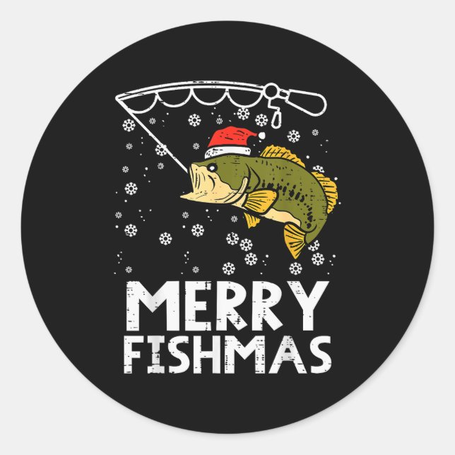 Merry Fishmas Fish Fishing Xmas Christmas Dad Men  Runder Aufkleber (Vorderseite)