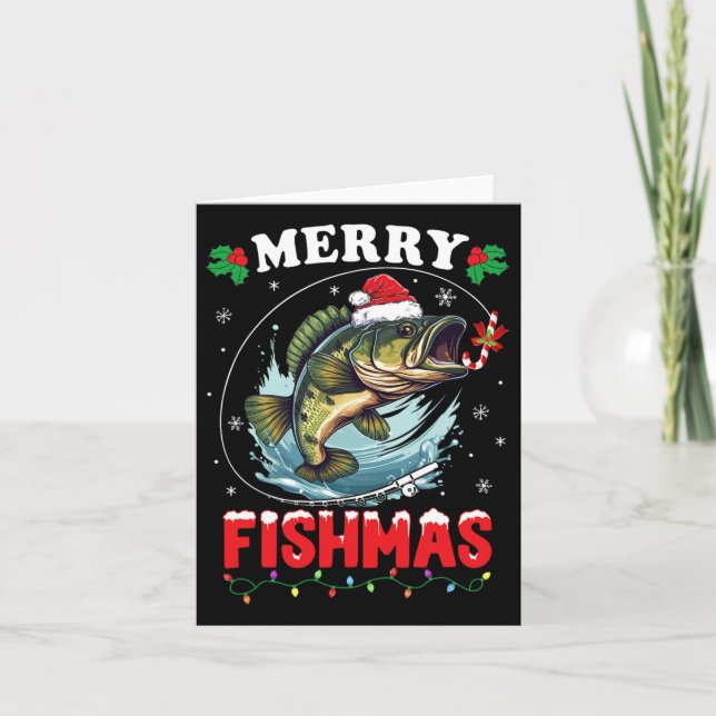 Merry Fishmas Fish Funny Fishing Weihnachtsmann Va Karte (Vorderseite)