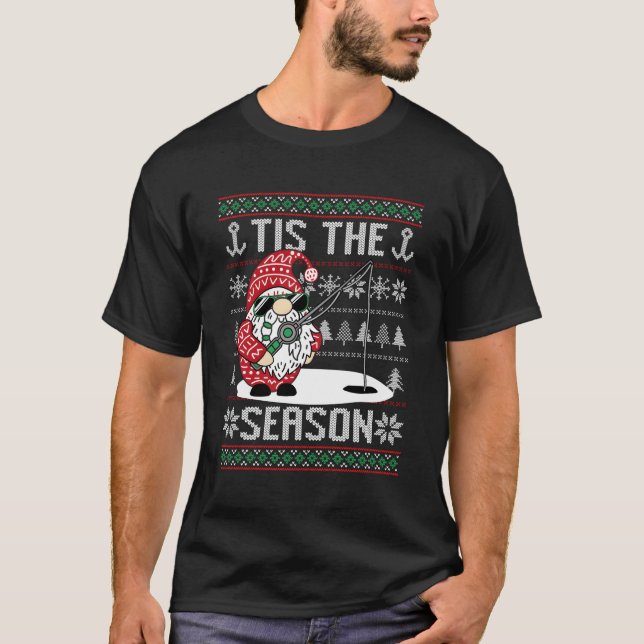 Merry Fishmas Fishing Gnome Santa Fisher T-Shirt (Vorderseite)