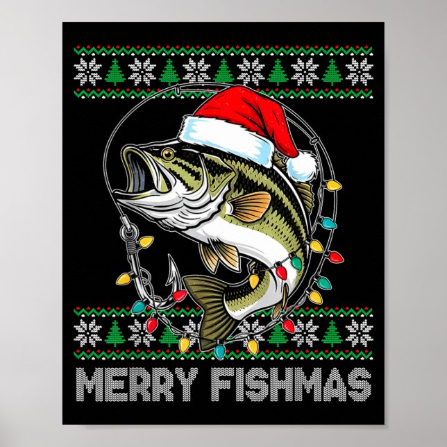 Merry Fishmas Funny B Fishing Christmas For Women  Poster (Vorne)