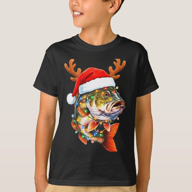 Merry Fishmas Funny B Fishing Christmas Santa Hat  T-Shirt (Vorderseite)