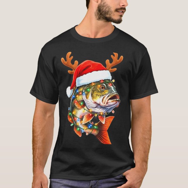 Merry Fishmas Funny B Fishing Christmas Santa Hat  T-Shirt (Vorderseite)