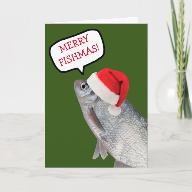 Merry Fishmas Funny Christmas Feiertagskarte (Vorderseite)