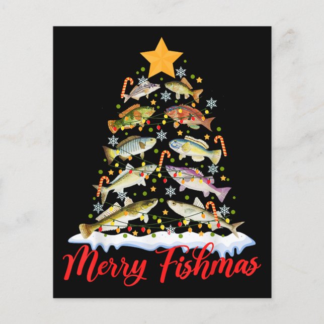 Merry Fishmas Funny Christmas Tree Lights Fish Fis (Vorderseite)