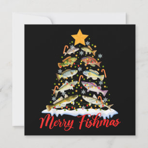 Merry Fishmas Funny Christmas Tree Lights Fish Fis Einladung
