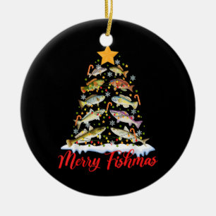 Merry Fishmas Funny Christmas Tree Lights Fish Fis Keramik Ornament