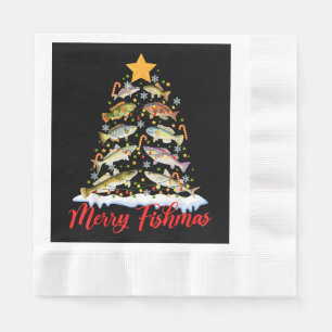 Merry Fishmas Funny Christmas Tree Lights Fish Fis Serviette