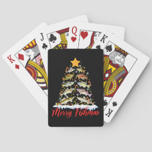 Merry Fishmas Funny Christmas Tree Lights Fish Fis Spielkarten