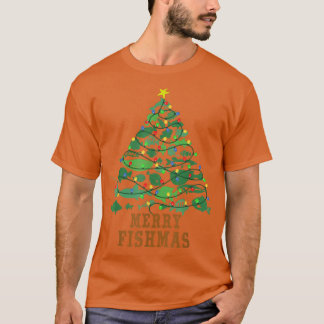 Merry Fishmas Funny Christmas Tree Lights Fish Fis T-Shirt