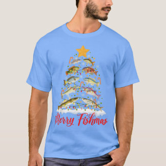 Merry Fishmas Funny Christmas Tree Lights Fish Fis T-Shirt