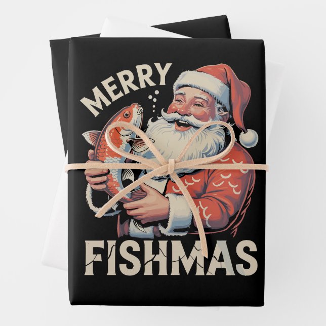 Merry Fishmas Funny Christmas Weihnachten Weihnach Geschenkpapier Set (Beispiel)